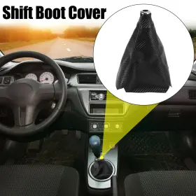 X Autohaux 782685311588 Shift Boot Cover Dust Proof Universal For Car Carbon Fiber Pattern Black