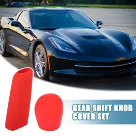 X Autohaux 782685318570 Auto Gear Shift Knob Cover Car Shifter Protector Set Universal Silicone Red