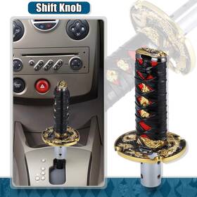X Autohaux 782685702768 10cm Samurai Sword Gear Shifter Lever Shift Knob For Automatic Manual Black Red