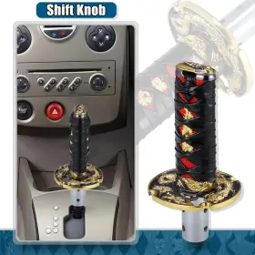 X Autohaux 782685702768 10cm Samurai Sword Gear Shifter Lever Shift Knob For Automatic Manual Black Red