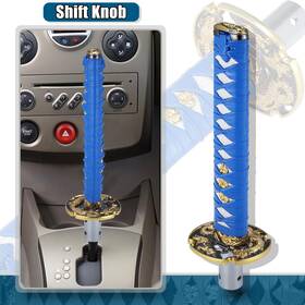X Autohaux 782685702812 20cm Samurai Sword Gear Shifter Lever Shift Knob For Automatic Mt Blue White