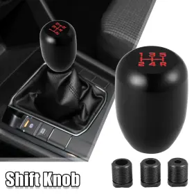 X Autohaux 782685769495 Universal 5 Speed Aluminum Alloy Shift Knob Manual Gear Shifter Black