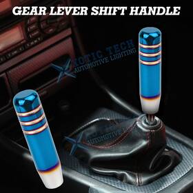 Xotic Tech #th420b 5 Inch Racing Style Universal Manual Mt Shift Knob Handle Blue Burnt Titanium Finish