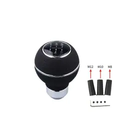 Bx102512 Yqy Leather Shift Knob Gear 5-speed Manual Shifter Car Lever Stick Universal Silver