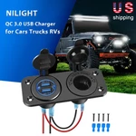 Nilight Qc 3.0 Dual Usb Charger And Cigarette Lighter Socket Pre-wired 12V-24V New. Price: $19.99.