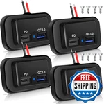 Vadaxx 4PCS 48W 12V/24V Rv Usb Outlet Dual PD3.0 Type-c Quick Charge New. Price: $31.36.