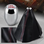 Red Stitch Leather Manual Boot + Chrome 6-SPEED Shifter Knob Universal New. Price: $15.99.
