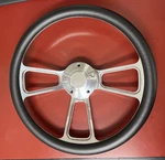 Forever Sharp 14" Billet Steering Wheel Muscle Black Half Wrap W/horn Button Used. Price: $140.00.