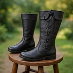 Medieval Leather Boots ,renaissance Viking Pirate ,mans Black Long Shoes New. Price: $123.50.