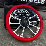 14" Billet Spoke Steering Wheel W/ Red Vinyl Wrap And Licensed Chevy Horn New. Price: $175.99.