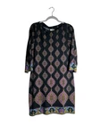 Ice Geometric Shift Dress Women Size 10 Black Multicolor 3/4 Sleeve Knit Pre-owned. Price: $34.99.