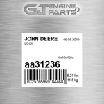 AA31236 Lock Fits John Deere (surplus Open Box) New. Price: $299.74.